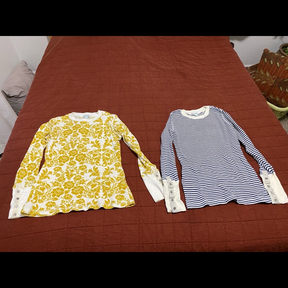 Two 100% cotton Sundance thermal waffle weave long sleeved shirts gently used